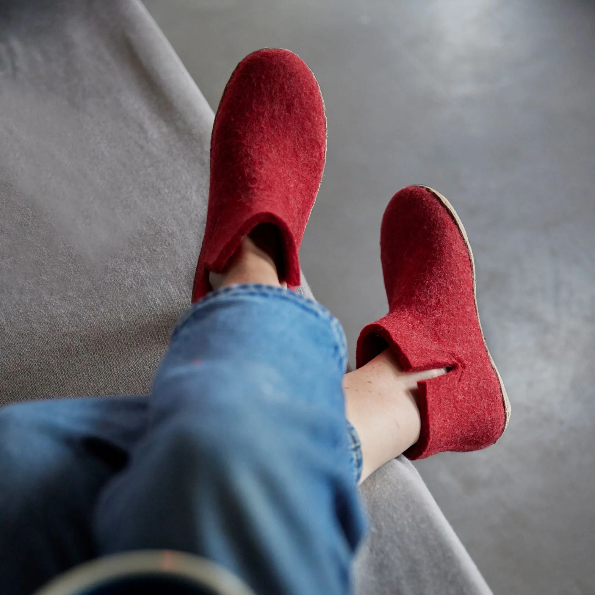 Glerups Boot Red - 100% Wool Felt Slippers for Comfort & Style