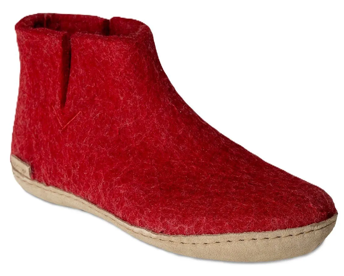 Glerups Boot Red - 100% Wool Felt Slippers for Comfort & Style