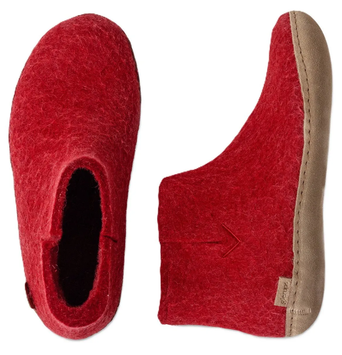 Glerups Boot Red - 100% Wool Felt Slippers for Comfort & Style