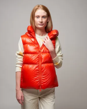 globe- biodegradable hooded vest - spicy orange