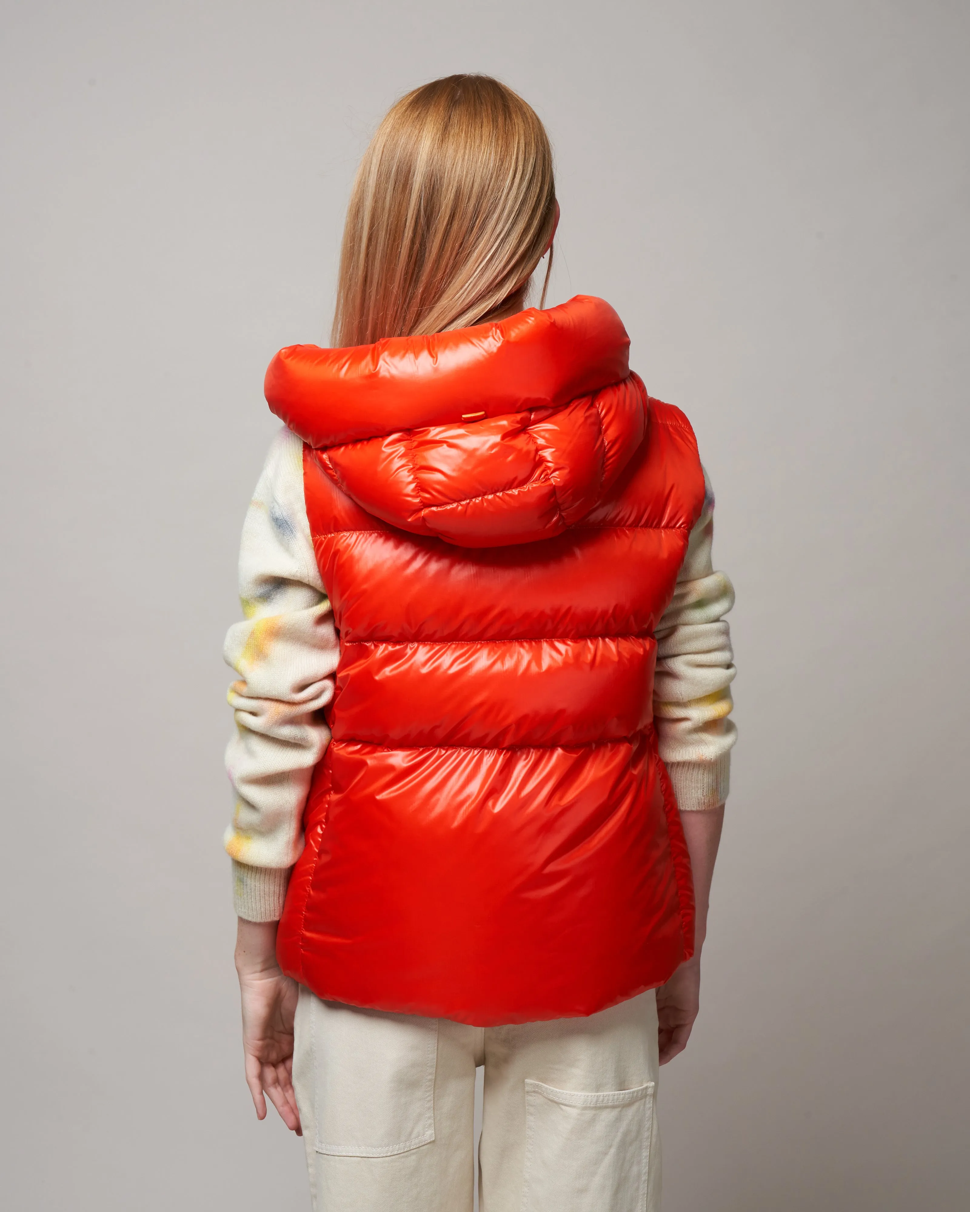 globe- biodegradable hooded vest - spicy orange