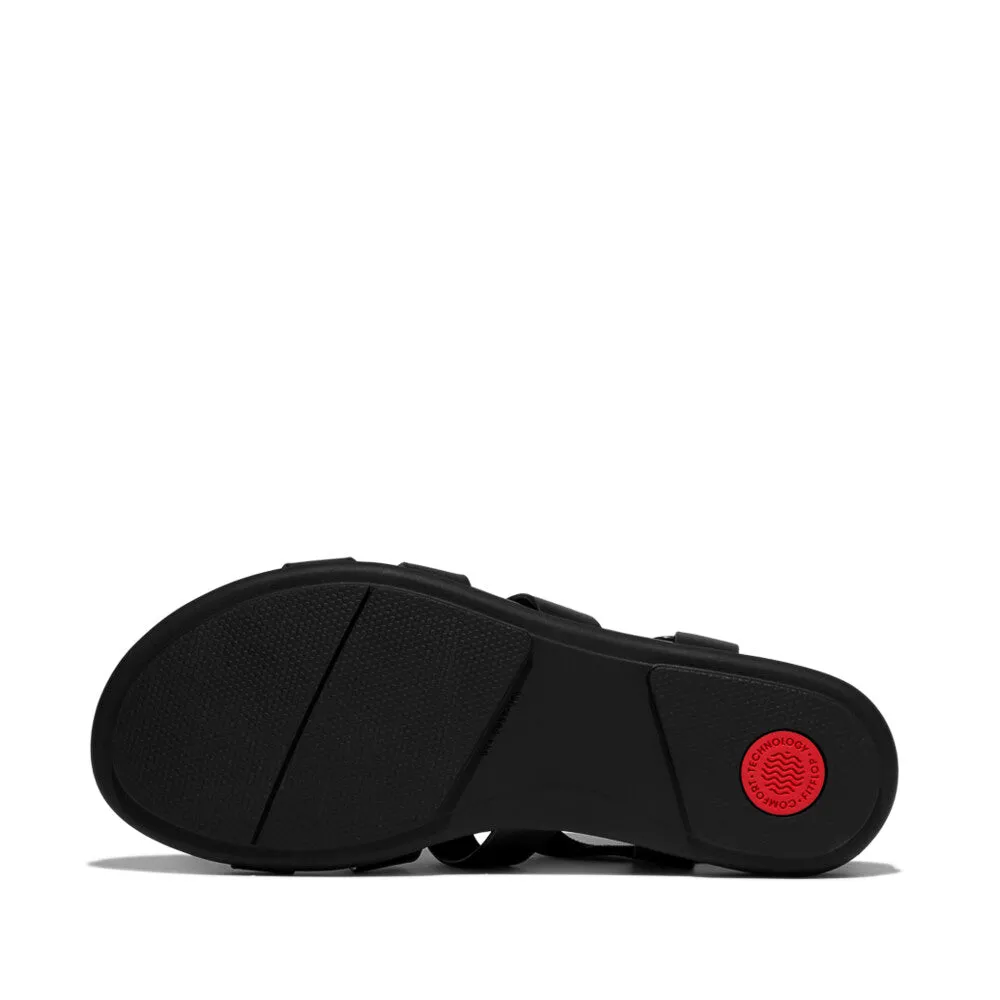 GRACIE RUBBER-BUCKLE Womens Fisherman Sandals All Black