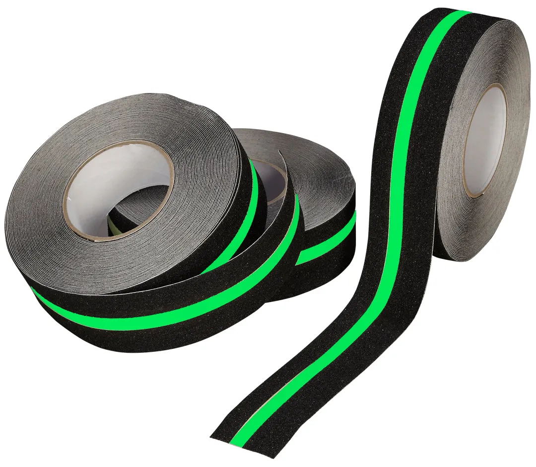 High Traction Anti-Slip Tape With Photoluminescent Glow-In-The-Dark Stripe