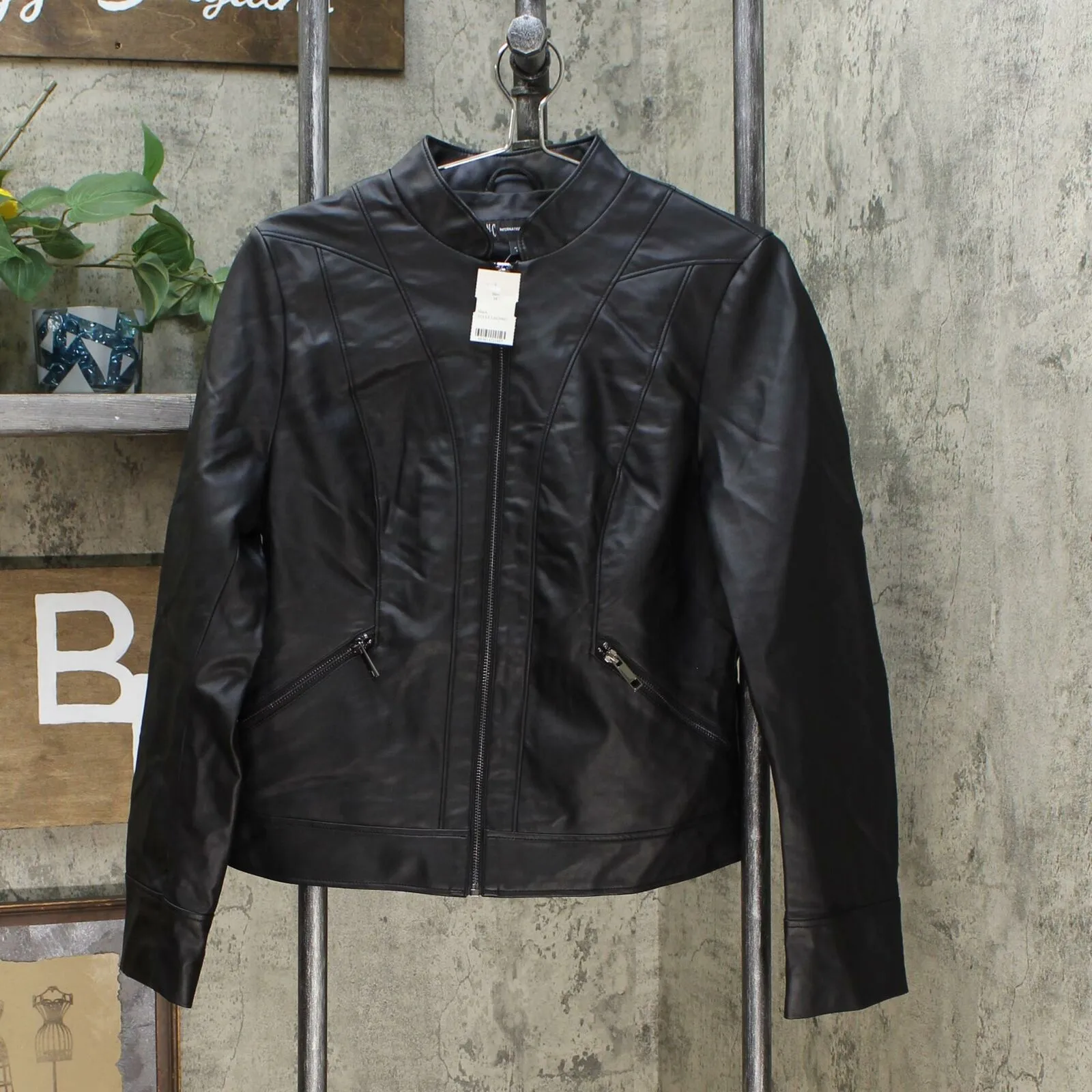 INC International Concepts Faux Leather Moto Jacket
