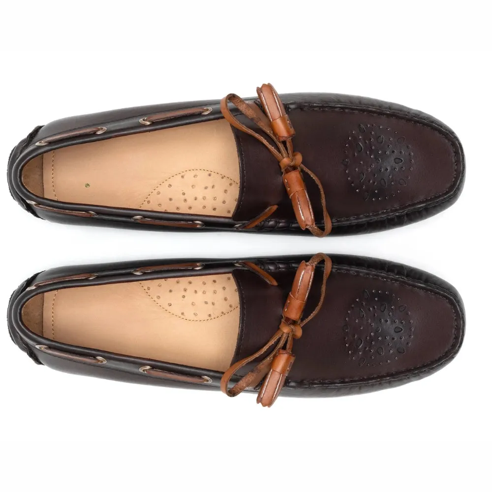 Italano Mens Brown Tassel Driving Shoes