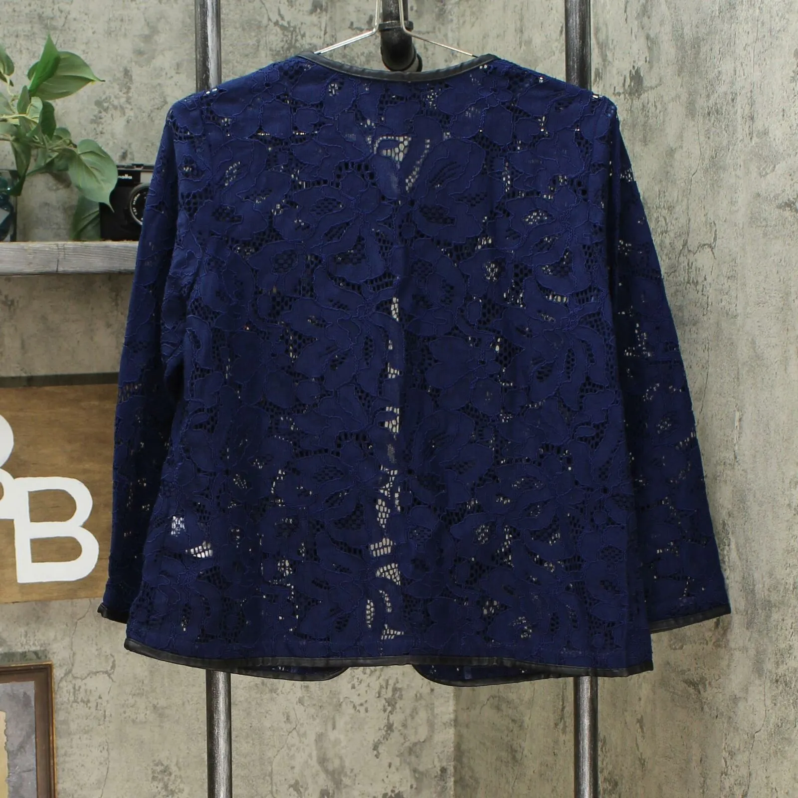 Joan Rivers Women's Who Are You Wearing Faux Leather Trim Lace Jacket