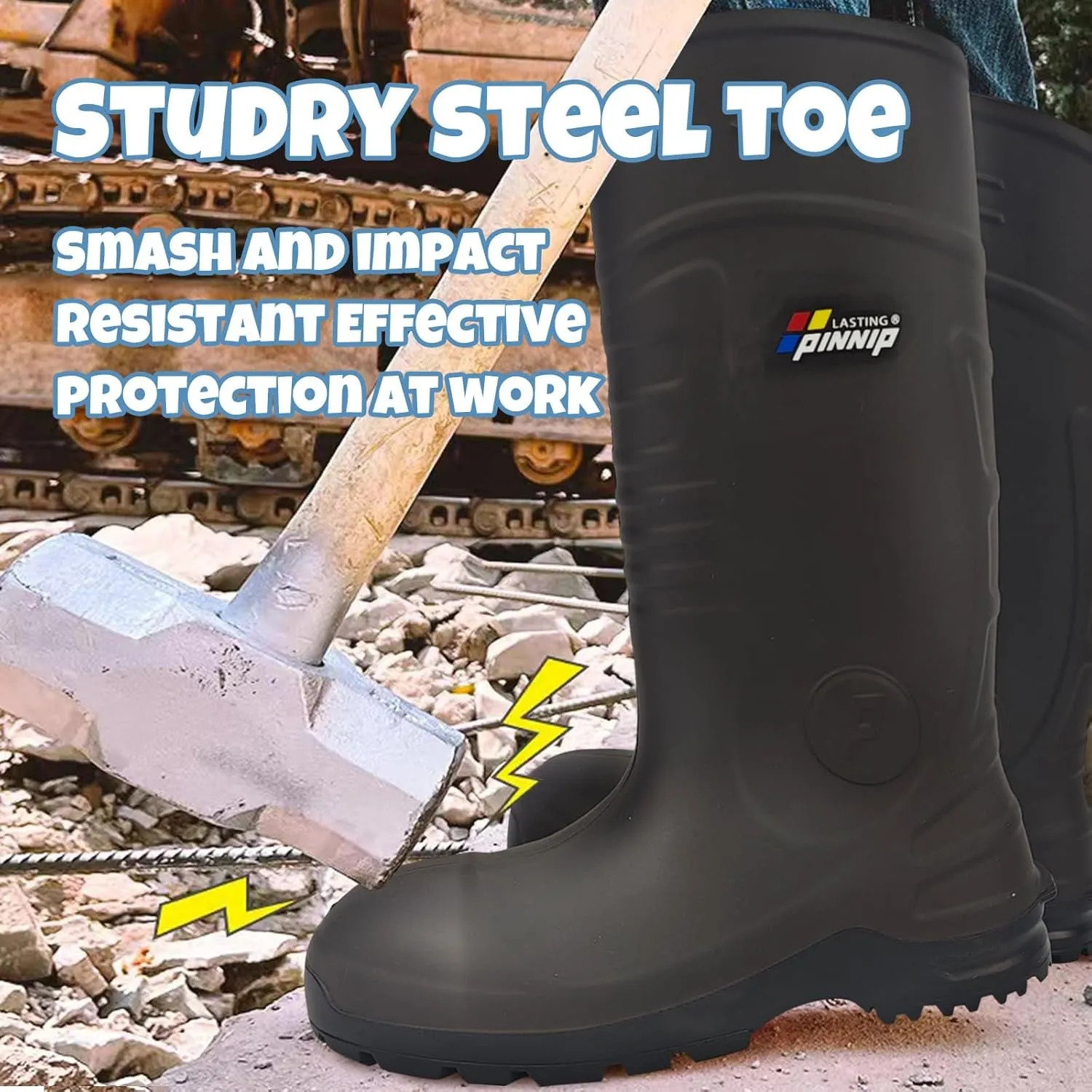 Lightweight Steel Cap Work Boots for Men - Safety Boots Insulated Rubber Boots Puncture Resistant Waterproof Slip Resistant