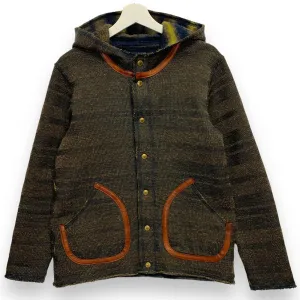 [M] Kapital Blanket Fleece Leather Trim Hooded Jacket