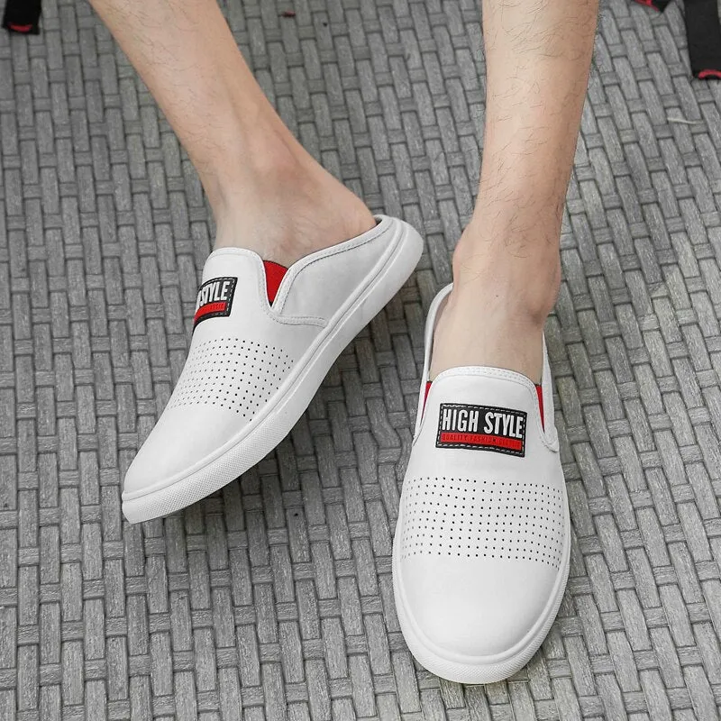 Men's Backless Loafers Leisure Slippers for Youth