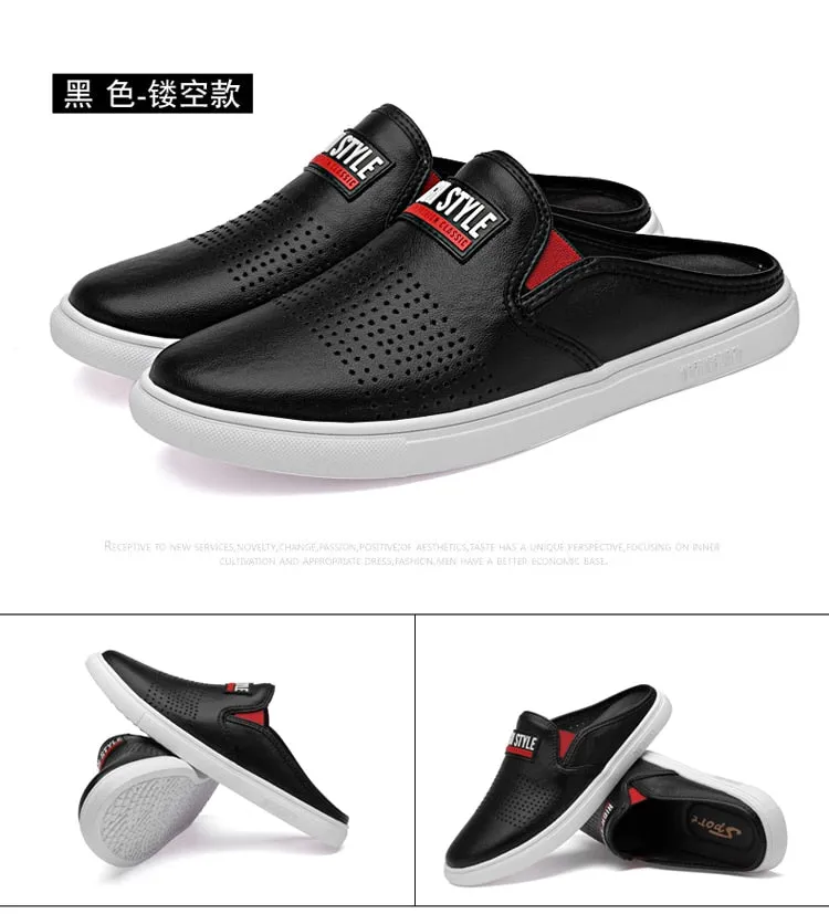 Men's Backless Loafers Leisure Slippers for Youth
