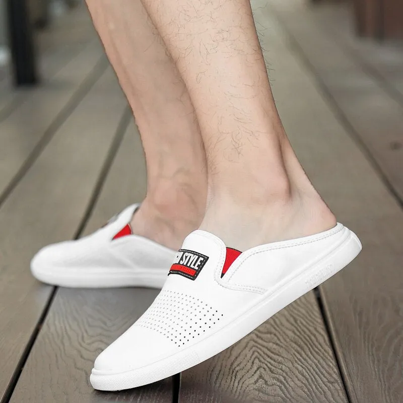 Men's Backless Loafers Leisure Slippers for Youth