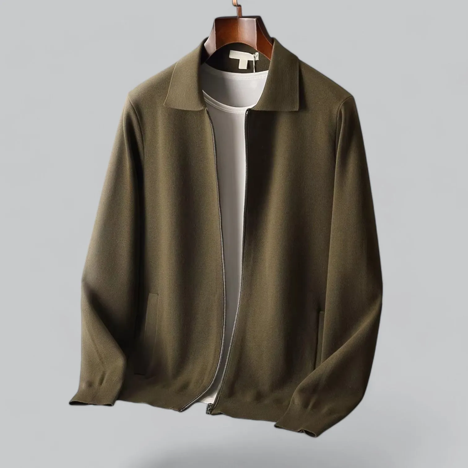 Men's Cashmere Zipper Jacket | Merino Wool Collar, Soft Fabric, Warm & Stylish Outerwear
