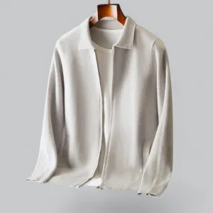 Men's Cashmere Zipper Jacket | Merino Wool Collar, Soft Fabric, Warm & Stylish Outerwear