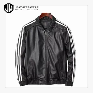 Men's Real Lamb Leather Bomber Jacket