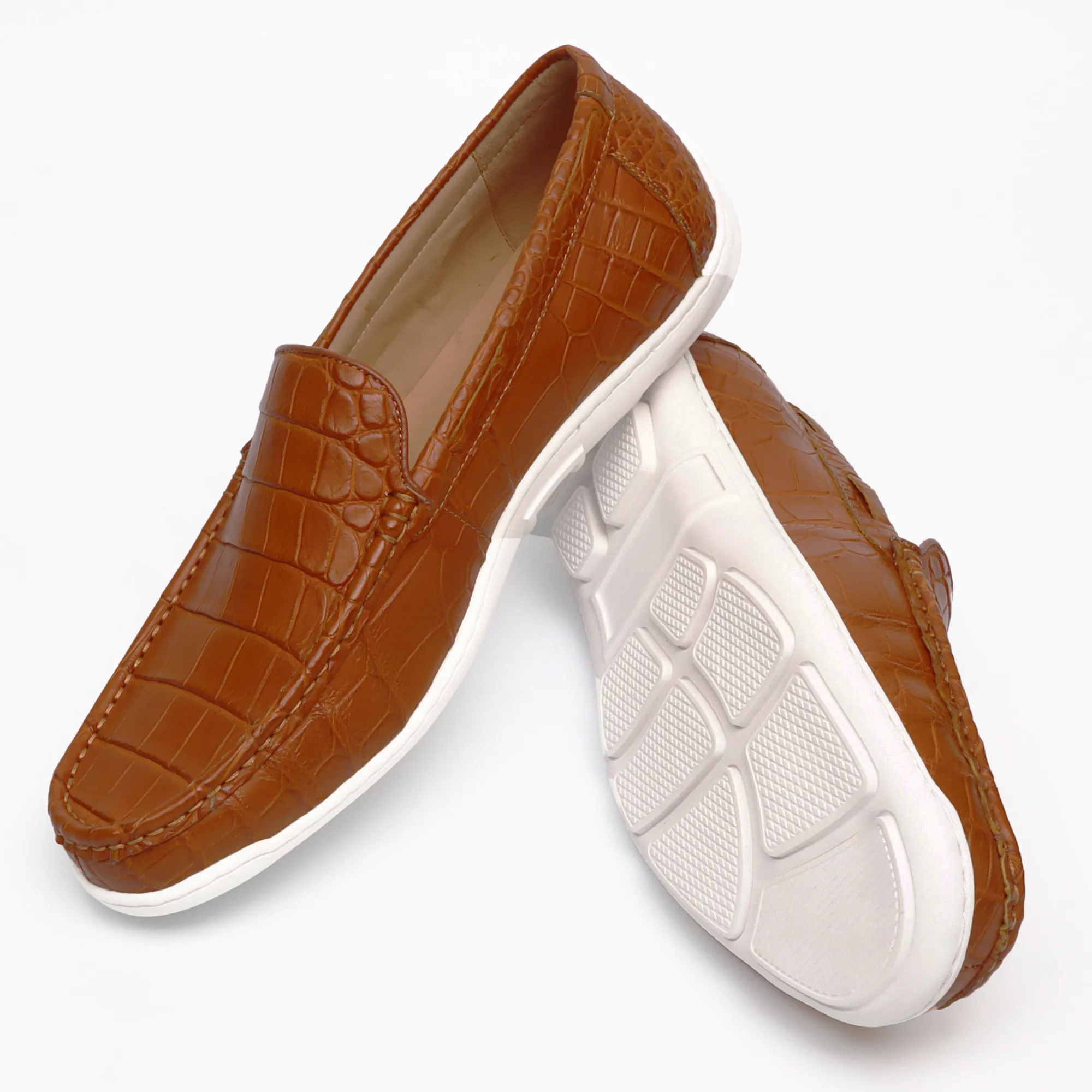 Mens Shoes Genuine Alligator Skin Leather Handmade Alligator Penny Loafers Driving Shoes Slip-On