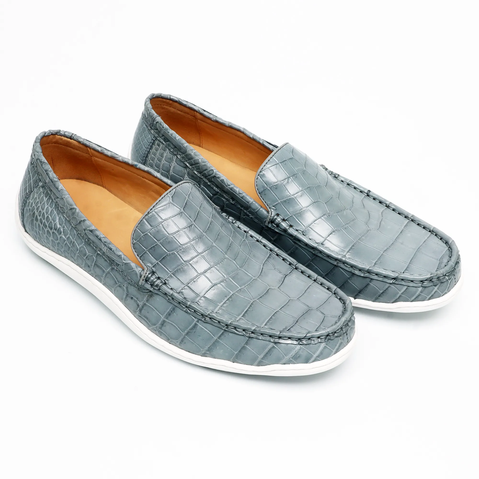 Mens Shoes Genuine Alligator Skin Leather Handmade Alligator Penny Loafers Driving Shoes Slip-On