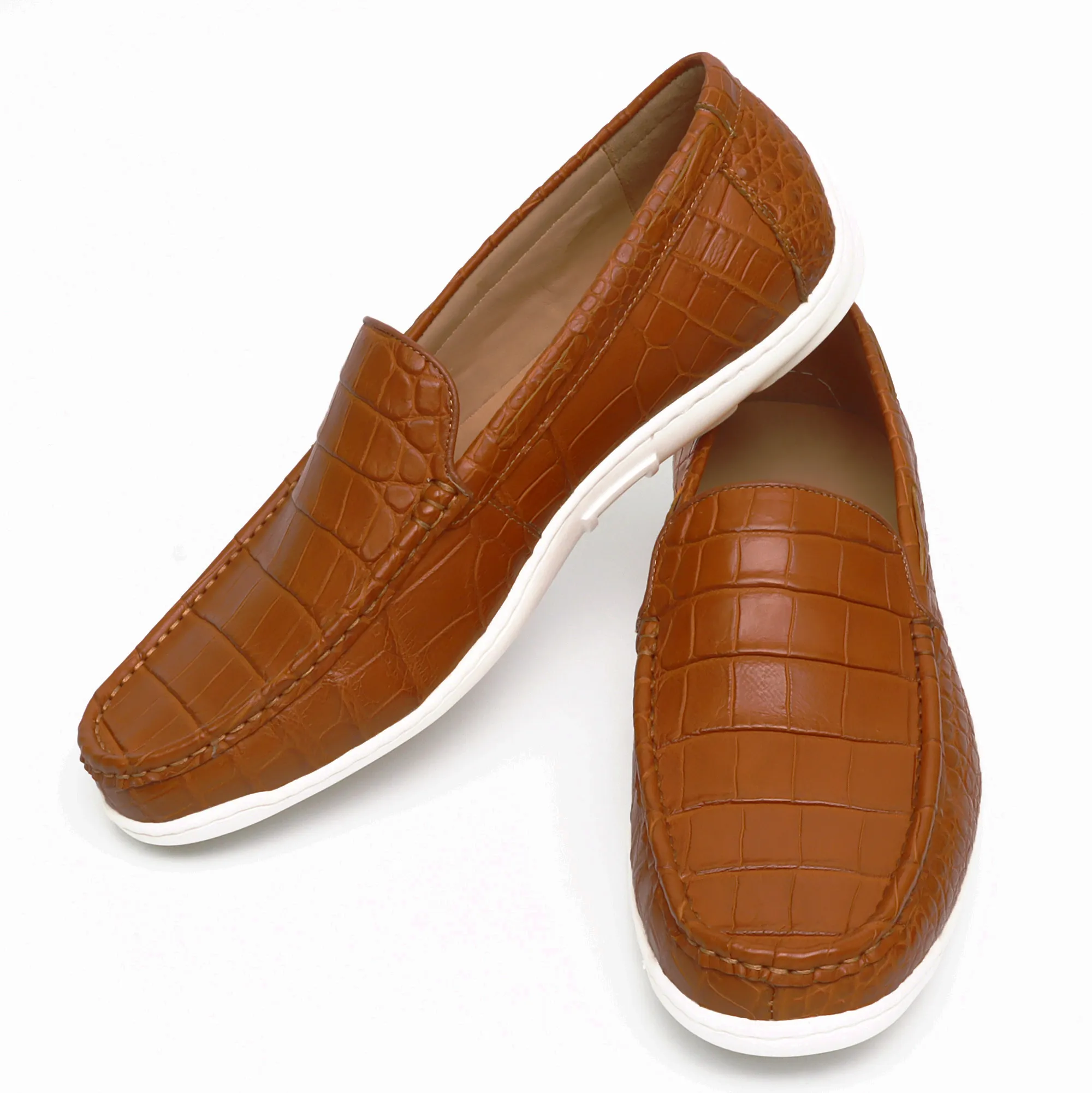 Mens Shoes Genuine Alligator Skin Leather Handmade Alligator Penny Loafers Driving Shoes Slip-On