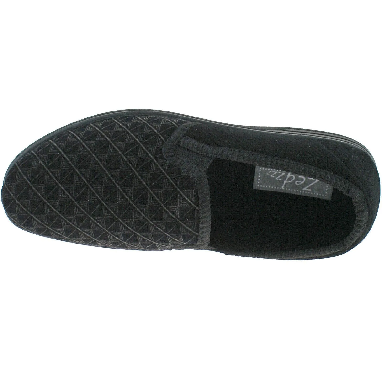 Mens Zedzzz Warm Lined Velour Double Gusset Full Slippers Black Brown MS466