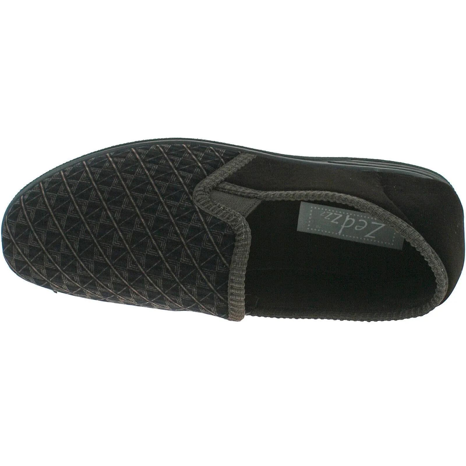 Mens Zedzzz Warm Lined Velour Double Gusset Full Slippers Black Brown MS466