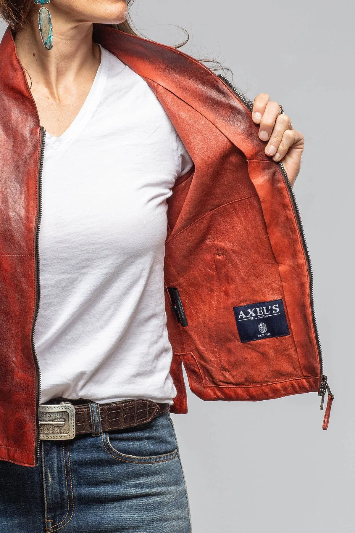 Mesquite Leather Moto In Red Char