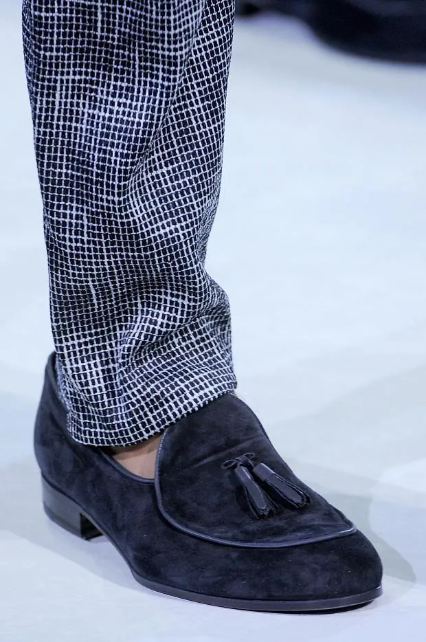 Navy Blue Suede Leather Tassel Moccasins Slip-On Shoes