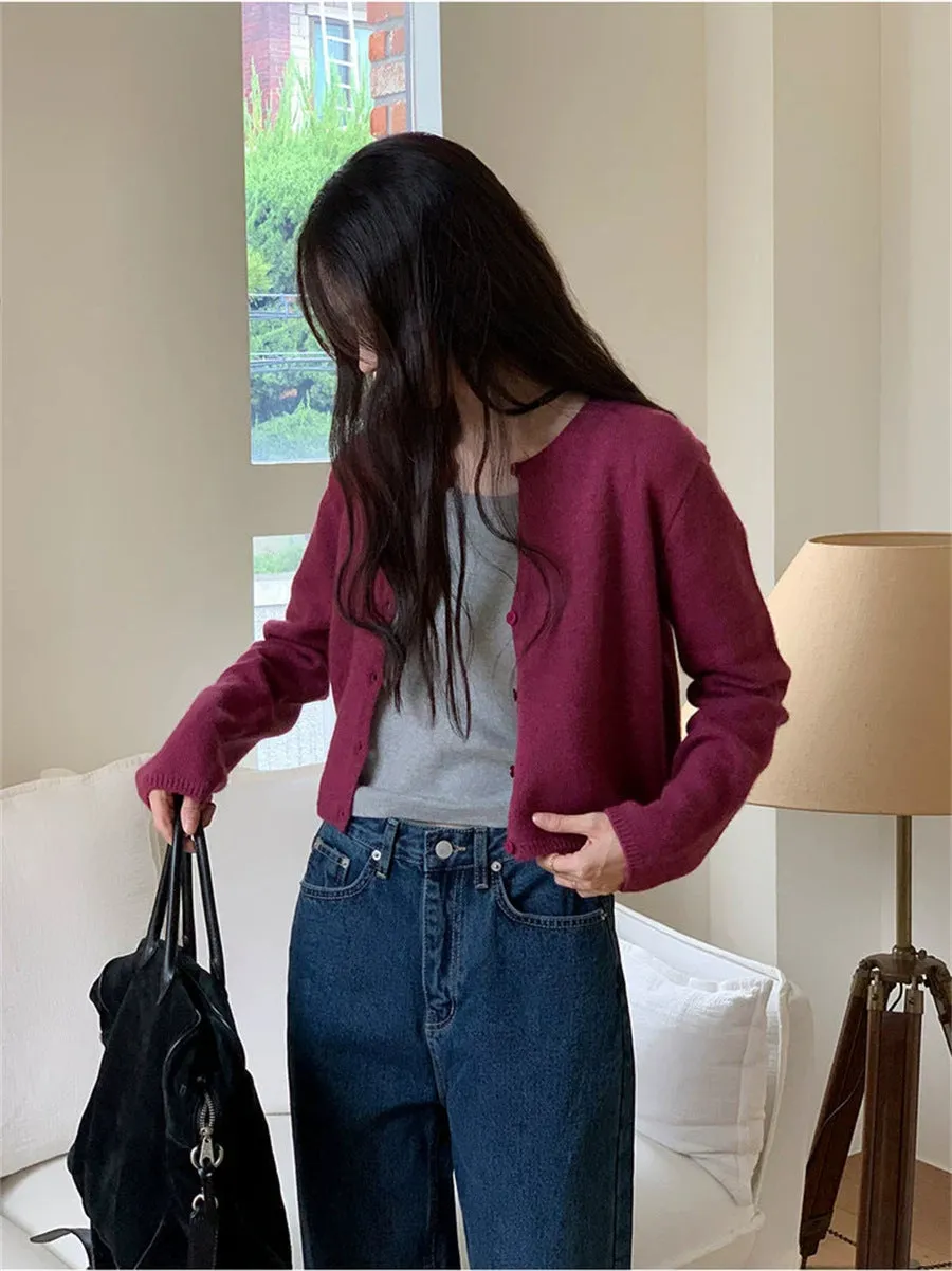 NEW & IN-STOCK - Korean Cropped Wool Blend Cardigan