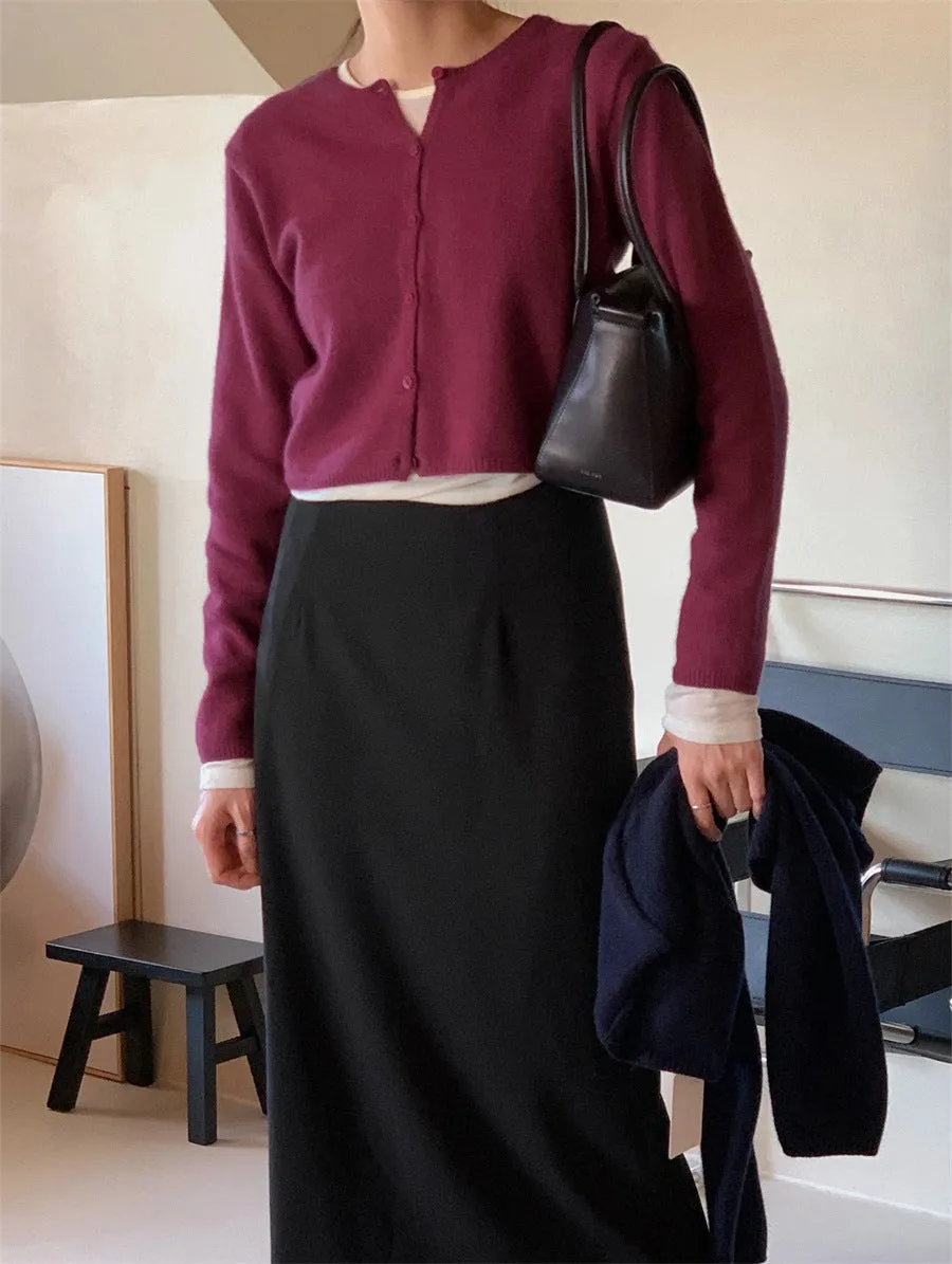 NEW & IN-STOCK - Korean Cropped Wool Blend Cardigan