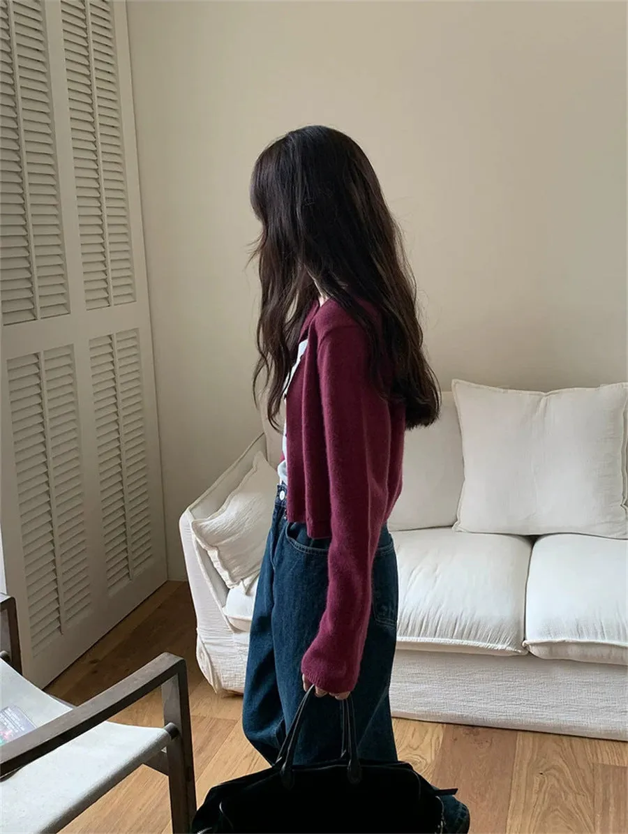 NEW & IN-STOCK - Korean Cropped Wool Blend Cardigan