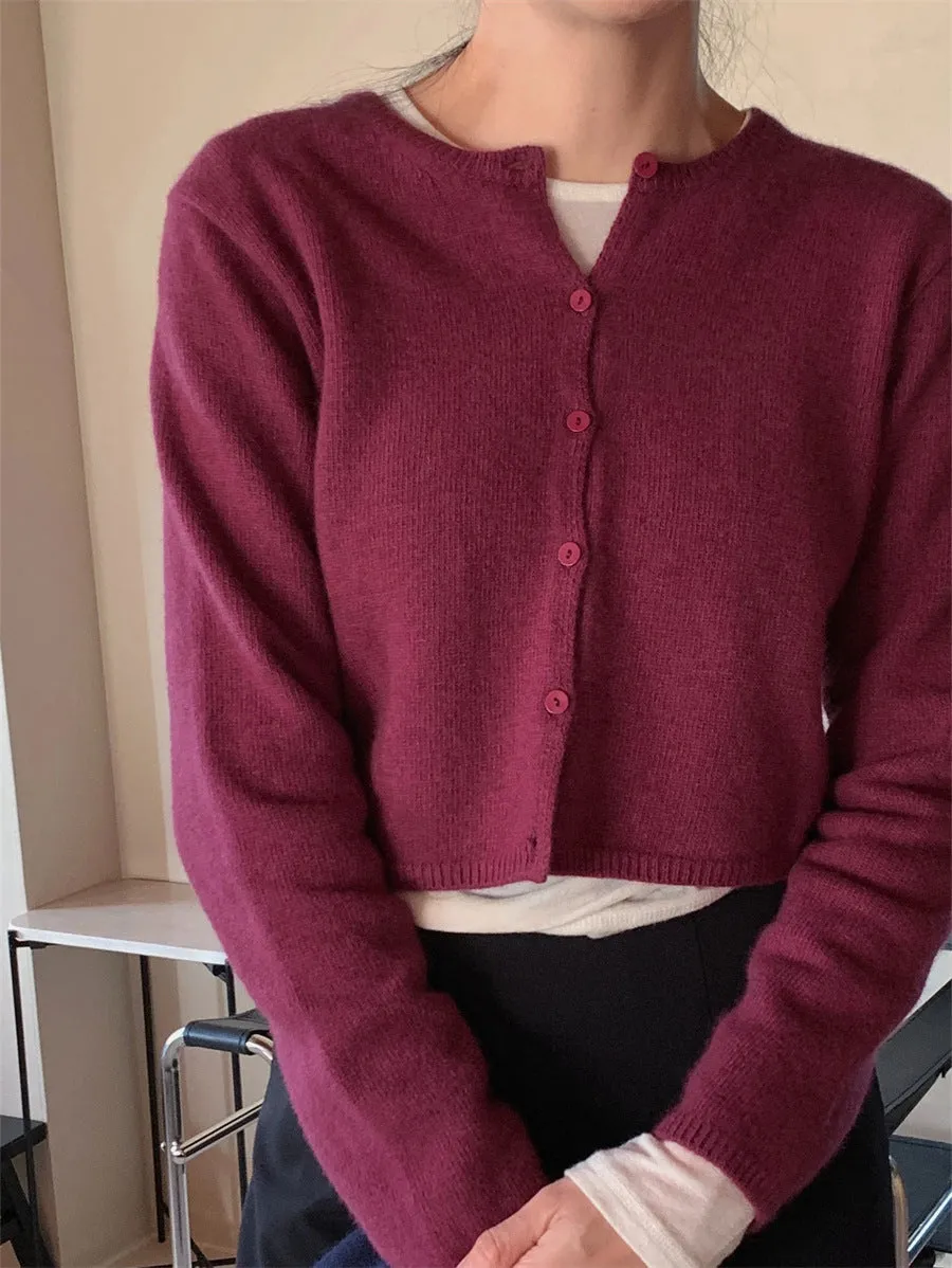 NEW & IN-STOCK - Korean Cropped Wool Blend Cardigan