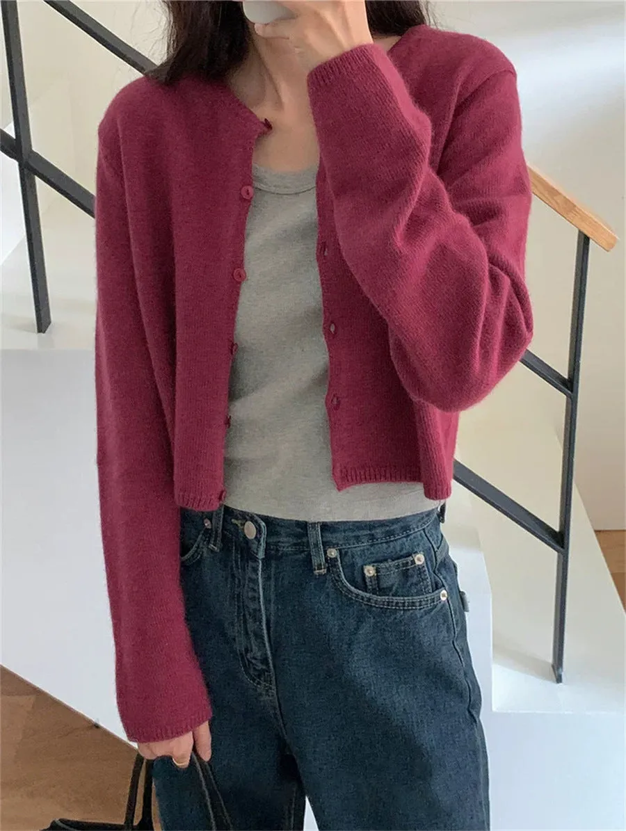 NEW & IN-STOCK - Korean Cropped Wool Blend Cardigan