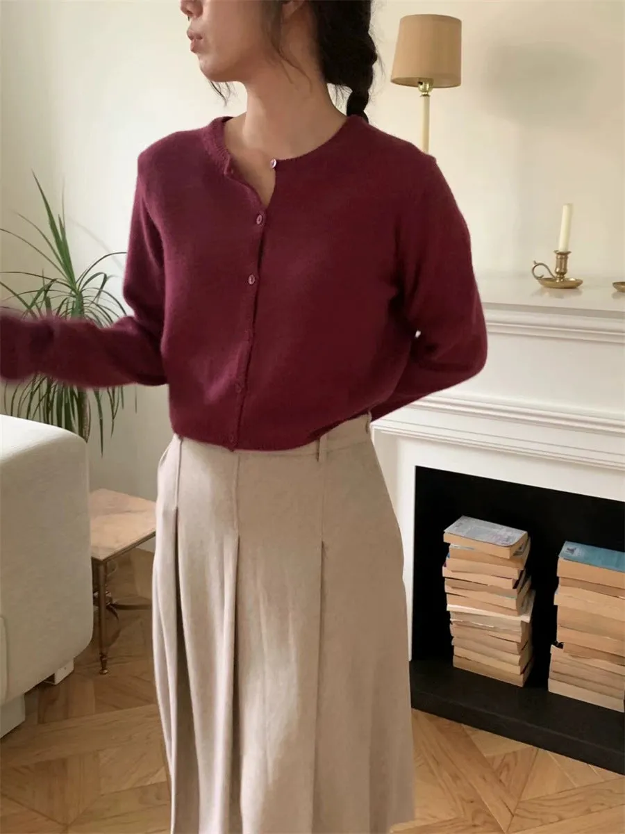 NEW & IN-STOCK - Korean Cropped Wool Blend Cardigan