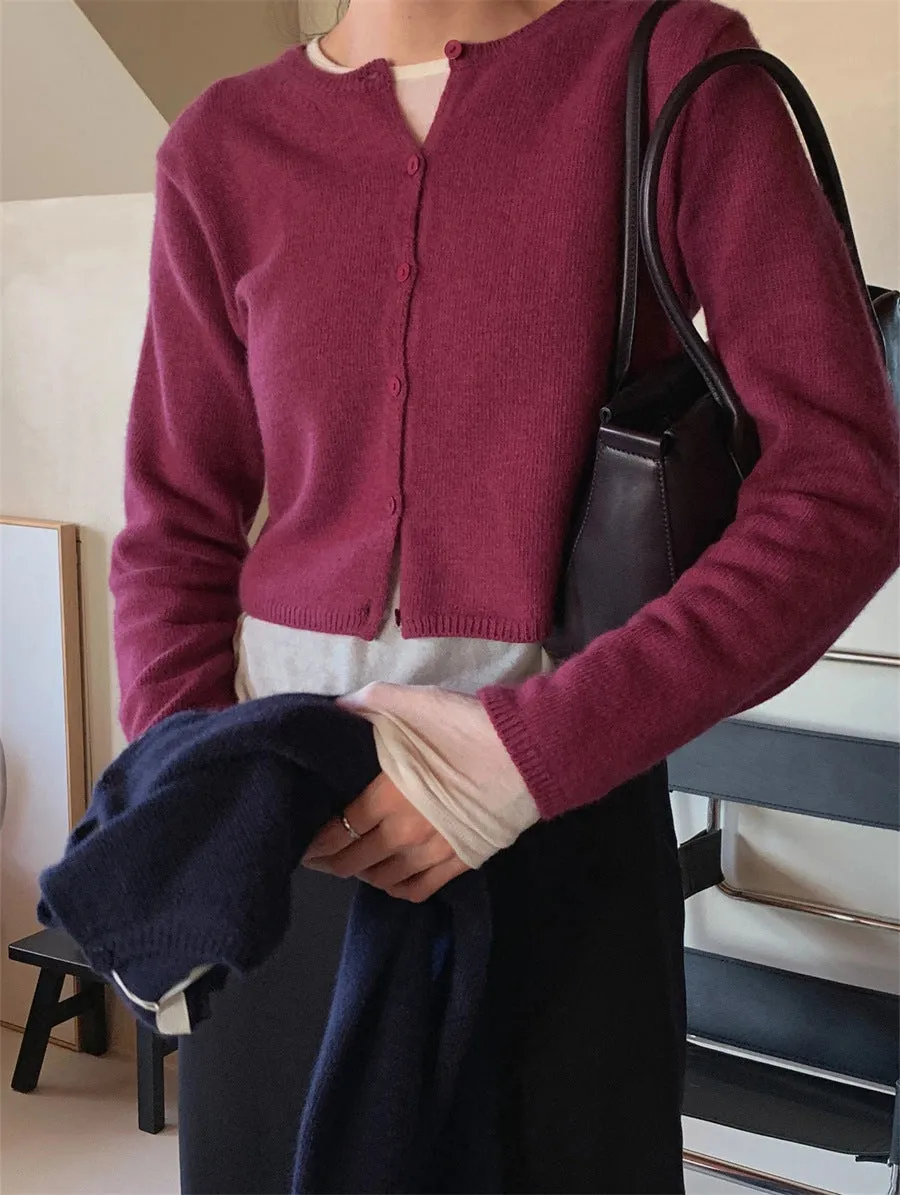 NEW & IN-STOCK - Korean Cropped Wool Blend Cardigan