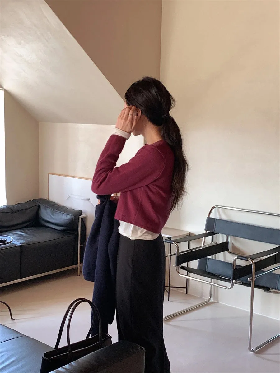NEW & IN-STOCK - Korean Cropped Wool Blend Cardigan