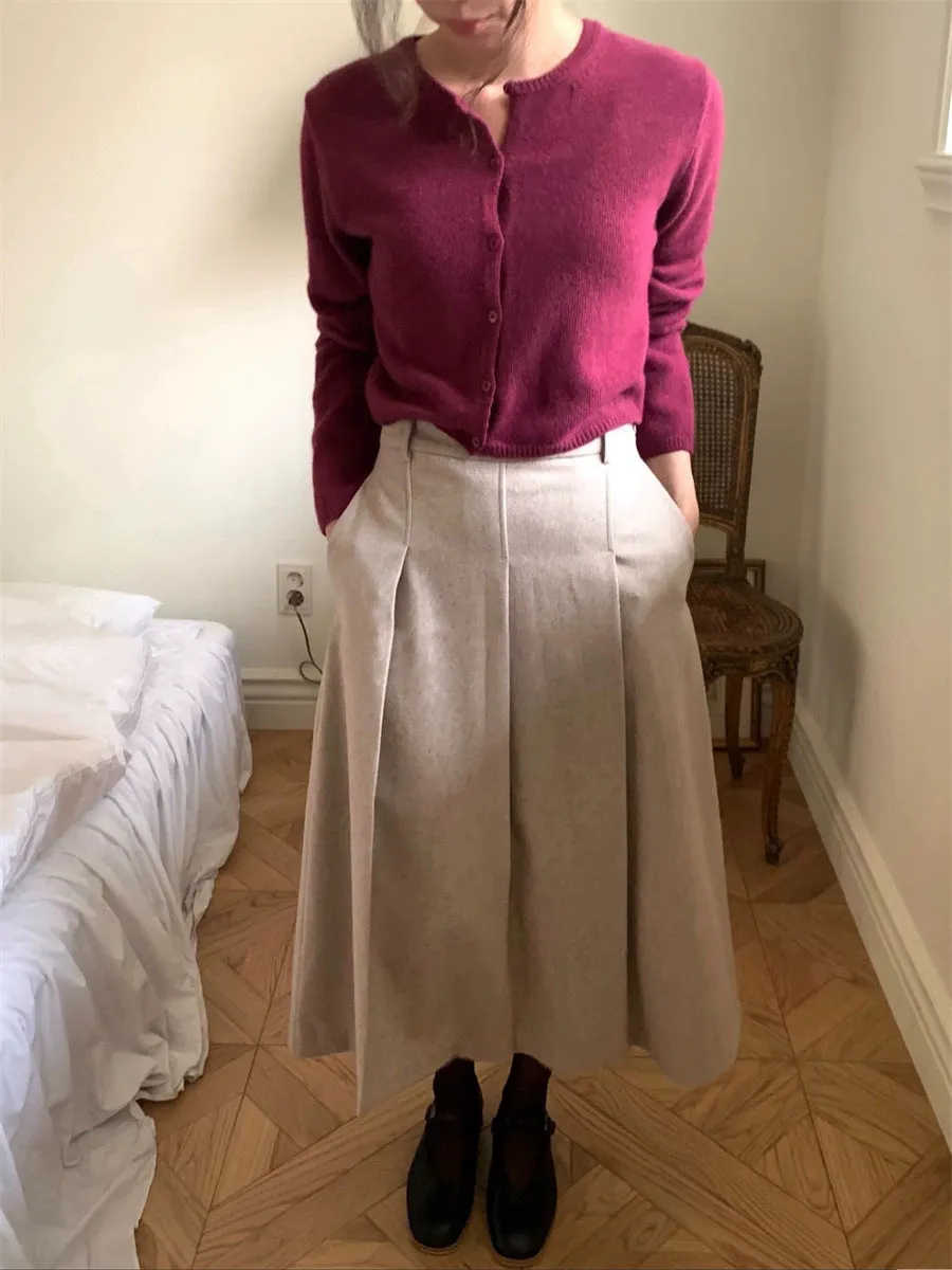 NEW & IN-STOCK - Korean Cropped Wool Blend Cardigan