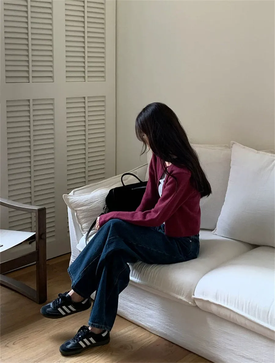 NEW & IN-STOCK - Korean Cropped Wool Blend Cardigan