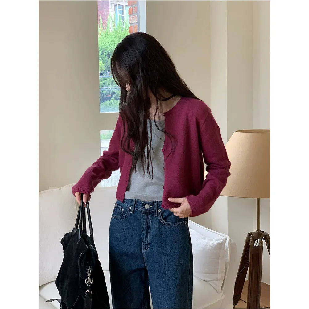 NEW & IN-STOCK - Korean Cropped Wool Blend Cardigan
