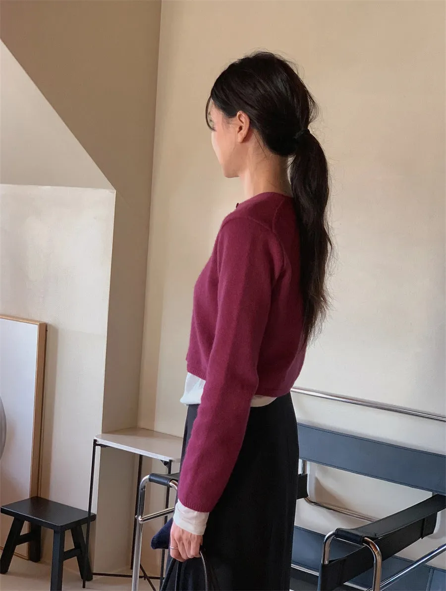 NEW & IN-STOCK - Korean Cropped Wool Blend Cardigan