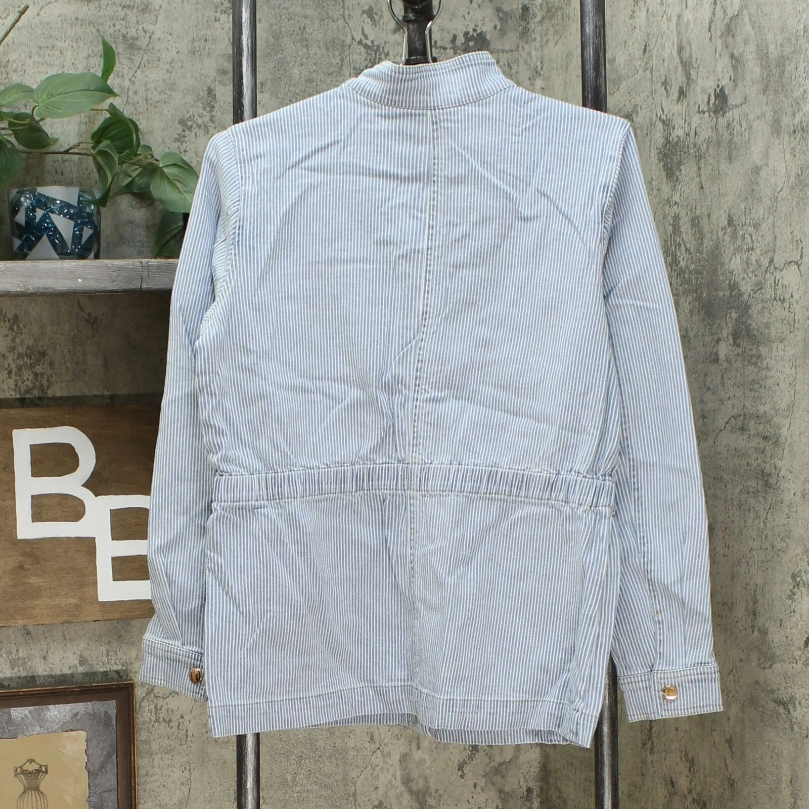 NWT Lemon Way Womens Railroad Striped Denim Jacket. 640527 Small