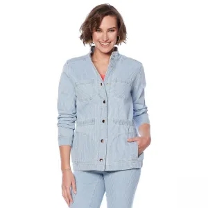 NWT Lemon Way Womens Railroad Striped Denim Jacket. 640527 Small