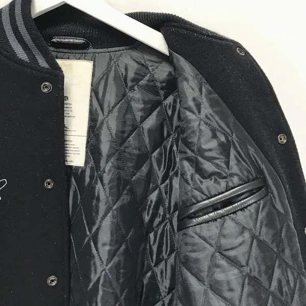 OFFERS OK! [L/XL] Futura Laboratories Pointman Wool / Leather Varsity Jacket Black