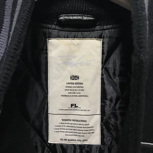 OFFERS OK! [L/XL] Futura Laboratories Pointman Wool / Leather Varsity Jacket Black