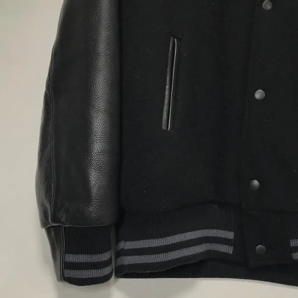 OFFERS OK! [L/XL] Futura Laboratories Pointman Wool / Leather Varsity Jacket Black