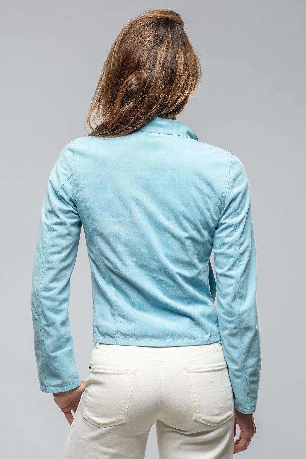 Parigi Suede Jacket In Light Blue