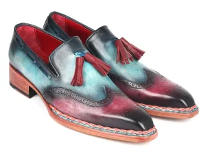 Paul Parkman Norwegian Welted Tassel Loafers in Blue & Purple