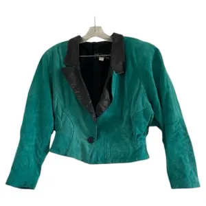 PHOENIX (Outerwear) Women’s Teal/Black 80/90’s Suede Short Leather Jacket-Size L
