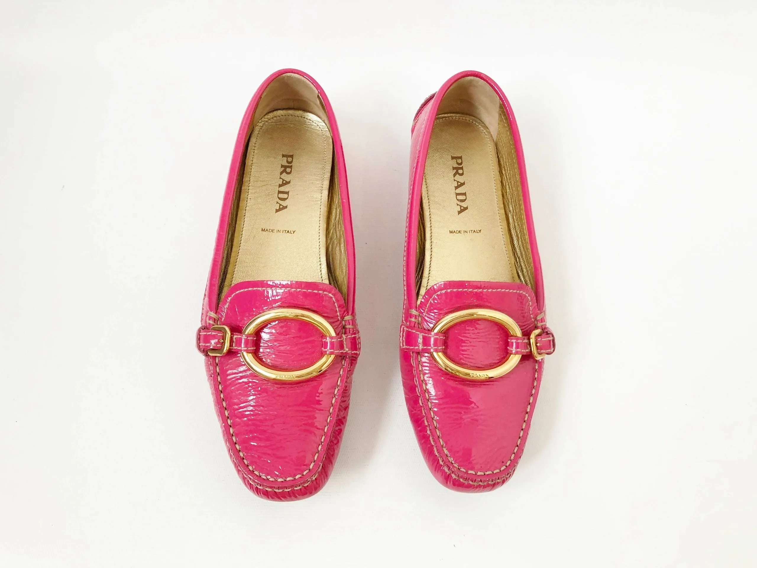 Prada Pink Patent Leather Loafer Size 38 It (8 Us)