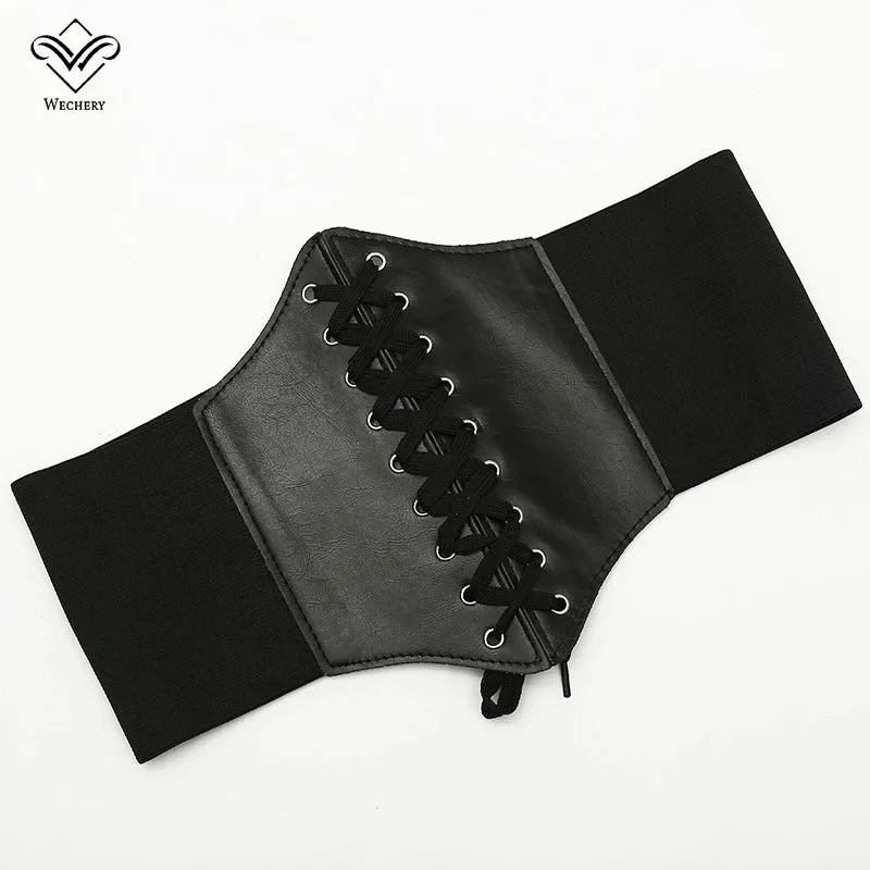 PU Leather Wide Underbust Corset Belt – Fashion Waist Shaper for Bold Style