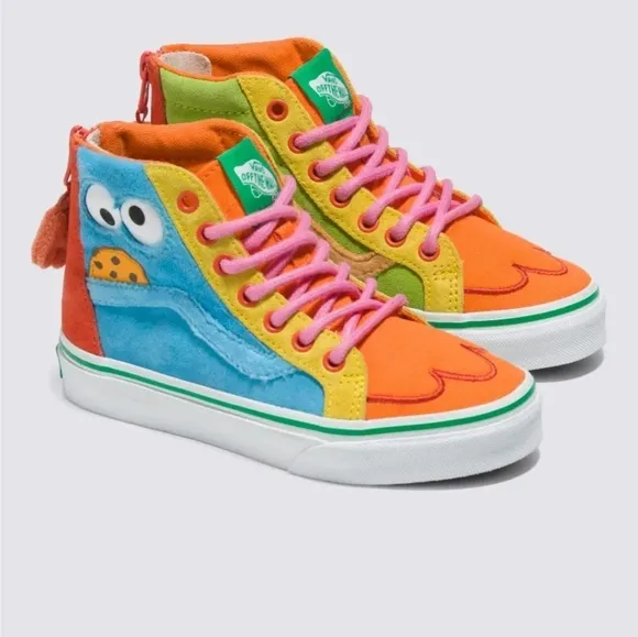 RARE COLLAB Vans X Sesame Street Sk8-Hi Zipper Back Sneakers Kids 2
