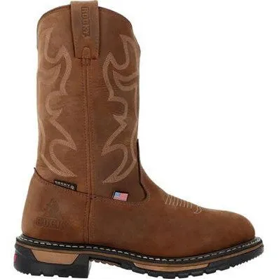 Rocky Men's Original Ride 11" RT Waterproof Western Work Boot -Brown- RKW0420