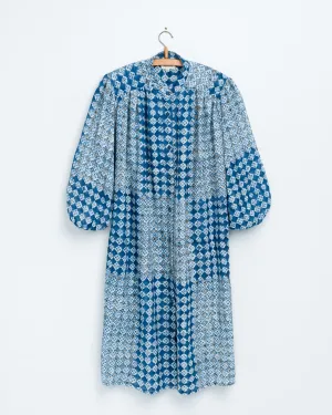 Samira Tunic in Engineered Tile Print Indigo